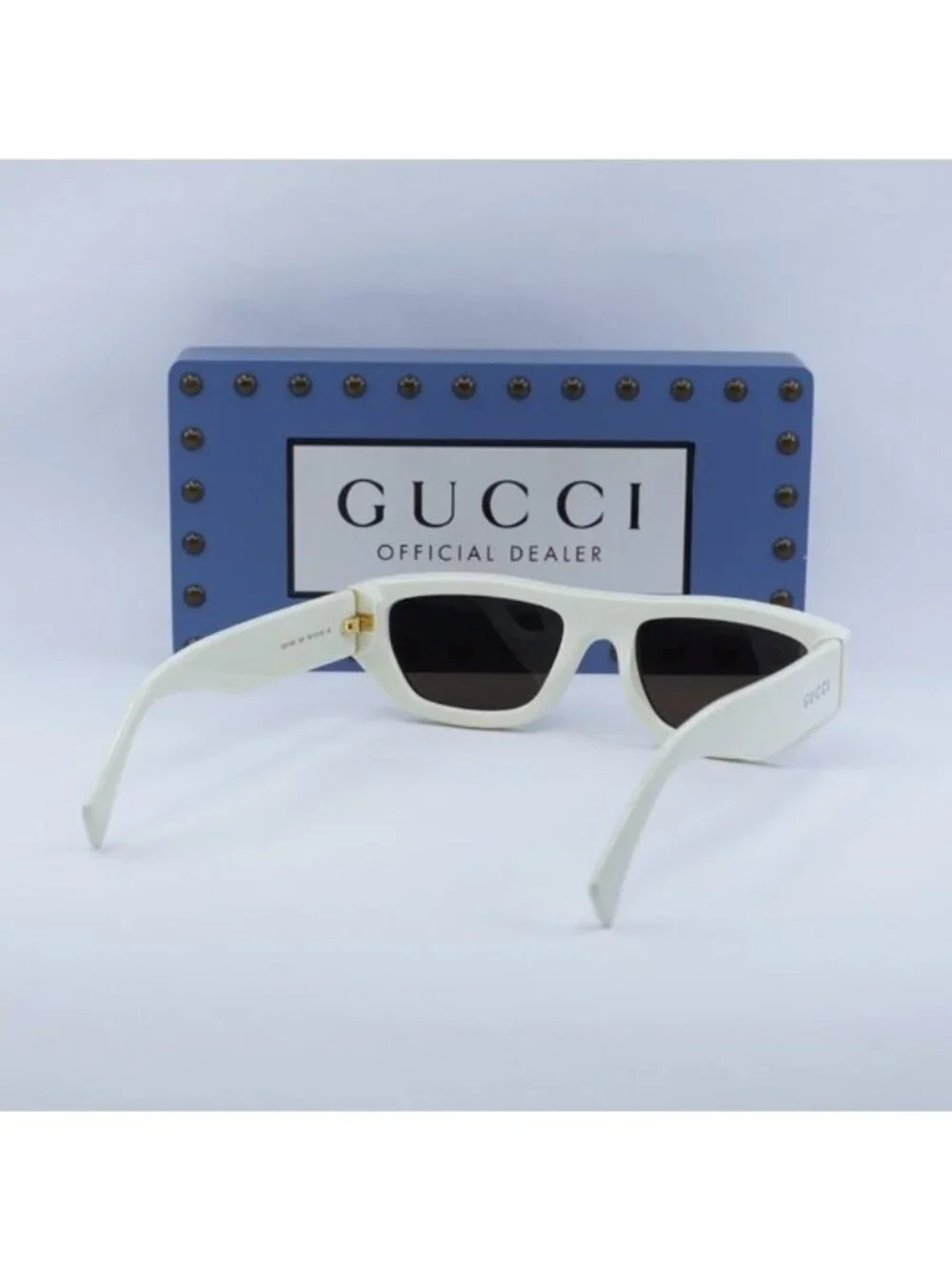 Gucci GG1134S 003 Rectangle Sunglasses - Ivory/Brown
